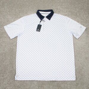 Maelreg AOP Polo Shirt NWT‎ Mens XL White/Blue Golf Club All Over Print S/S